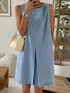 Casual Crew Neck Loose Cotton Dress