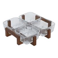 Snackdienblad Home ESPRIT Transparant Natuurlijk 300 ml 22 x 22 x 6 cm