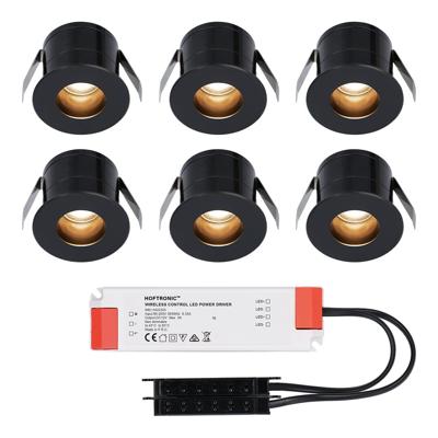 Set van 6 Olivia LED Mini Inbouwspots met Trafo - 12 Volt 3 Watt 150 lumen - Verzonken - Plat 36mm - 2700K - IP44 waterdicht - Niet Dimbaar - Zwart