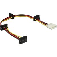 DeLOCK kabelvoeding molex 4-pins stekker > 4x sata 15-pins adapter (zwart/rood, 0,4 meter)