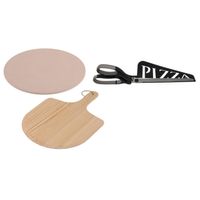 Pizzabak set pizzasteen 33 cm met houten schep en pizzaschaar - thumbnail