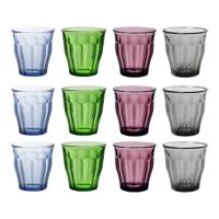 Drinkglazen/waterglazen Picardie - 12x stuks - gekleurd glas - 250 ML