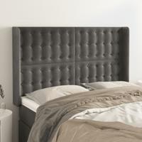 Hoofdbord met randen 147x16x118/128 cm fluweel donkergrijs