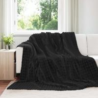VidaXL Gooi deken zwart 240 x 220 cm fleece