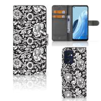 OPPO Find X5 Lite | Reno 7 5G Hoesje Black Flowers | Portemonnee hoesje