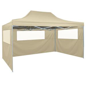 Partytent met 3 zijwanden inklapbaar 3x4 m staal crme