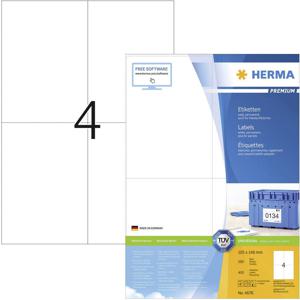 Herma 4676 Universele etiketten 105 x 148 mm Papier Wit 400 stuk(s) Permanent hechtend Inkjet, Laser (zwart/wit), Laser (kleur), Kopiëren (zwart/wit), Kopiëren