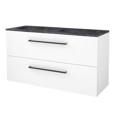 Badmeubelset BWS Salt 120x46cm Met Grepen 2 Lades Met Wastafel Hardsteen Ice White