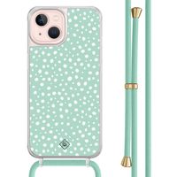 iPhone 13 hoesje met mint koord - Mint dots