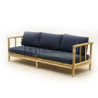 San Miguel sofa-207, SVLK teak branche wood, standard cushion in Blue jeans