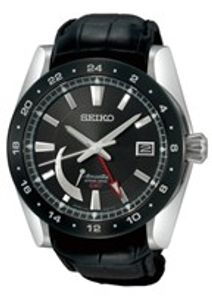 Horlogeband Seiko 5R66-0AR0 / SNR021J1 Leder Zwart 24mm