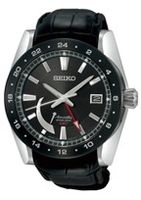 Horlogeband Seiko 5R66-0AR0 / SNR021J1 Leder Zwart 24mm
