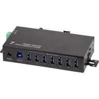 LogiLink UA0444 UA0444 USB-hub 7 poorten USB-A USB 3.0 5 GBit/s Voor industriële toepassingen, Met metalen behuizing, Voor wandmontage Zwart