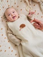 Mouwloze slaapzak in katoengaas HÉRISSON beige, gestreept