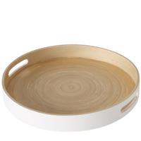 Dienblad/serveerblad Bambo - wit - rond - bamboe - met handvaten