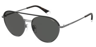 Polaroid zonnebril 2107/S/X heren cat. 3 ovaal RVS zilver/grijs