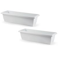 PlasticForte Plantenbak - 3x stuks - wit - rechthoekig - 60 x 20 x 16 cm - bloembak