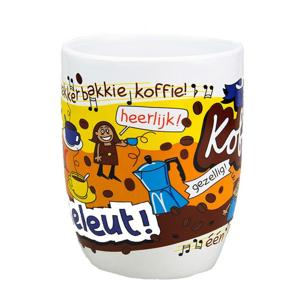 Cartoon koffiemok/theebeker koffieleut met grappige tekst - 300 ml