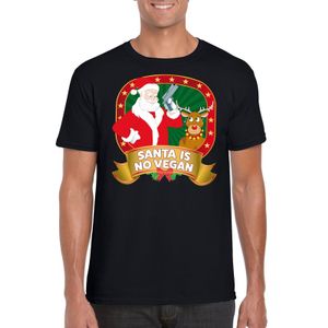 Foute Kerst t-shirt zwart Santa is no vegan heren