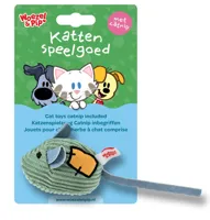 Kattenspeelgoed muis corduroy+catnip 8cm groen