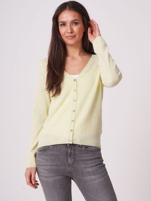 Basic fijngebreid vest met V-hals van biologisch cashmere