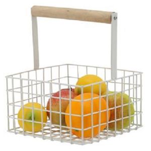 Fruitschaal/fruitmand klein staaldraad wit 18 x 18 x 21 cm