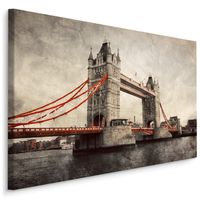 Schilderij - Tower Bridge, Londen, In sepia en rood, Premium Print - thumbnail