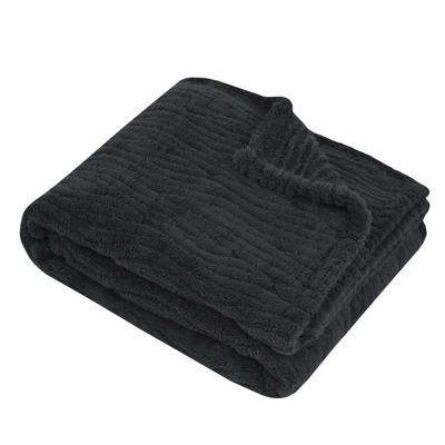 Stof Textiles Plaid/bankdeken/bedsprei Columbia - antraciet - 130 x 160 cm - 1 persoons