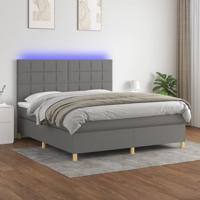 Boxspring met matras en LED stof donkergrijs 180x200 cm