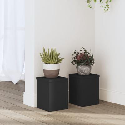 VidaXL Plantenstandaards 2 st 15x15x20 cm bewerkt hout zwart