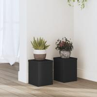 VidaXL Plantenstandaards 2 st 15x15x20 cm bewerkt hout zwart