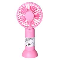 Mini ventilator/handventilator - 8 x 5 x 16 cm - Roze - Verkoeling in zomer