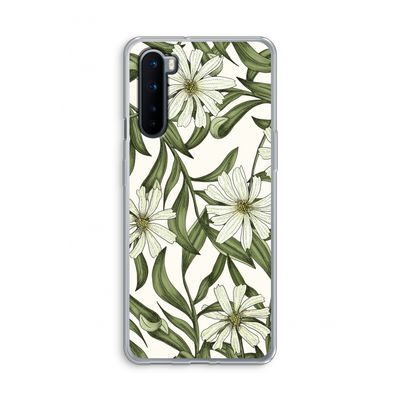 Wit bloemenpatroon: OnePlus Nord Transparant Hoesje
