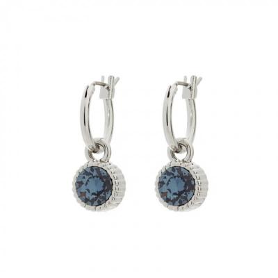 Biba Hang Oorbellen Zilver met Swarovski Steentje Denim Blue