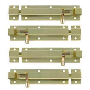 AMIG schuifslot/plaatgrendel - 4x - aluminium - 15cm - goud - incl schroeven - deur - raam