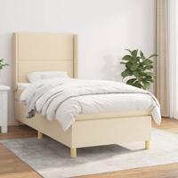 Boxspring met matras stof crèmekleurig 90x200 cm