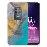 Motorola One Zoom | TPU | Siliconen hoesje | Marble Blue Gold