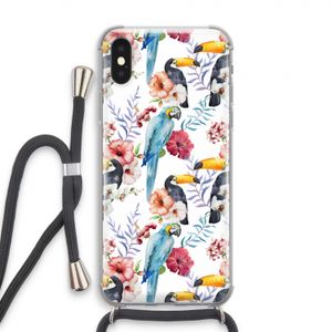 Bloemen tukan: iPhone X Transparant Hoesje met koord