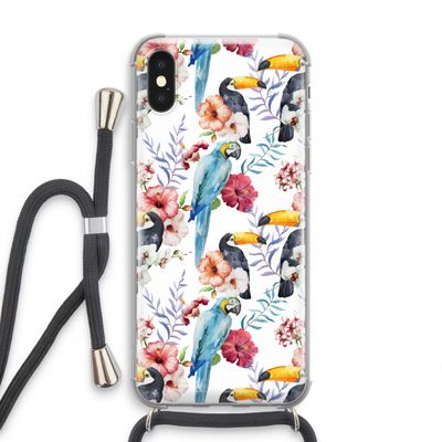 Bloemen tukan: iPhone X Transparant Hoesje met koord