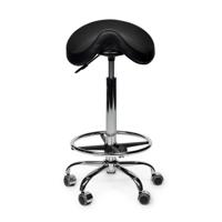 Premium zadelkruk zwart hoog met voetring