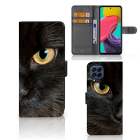 Samsung Galaxy M53 Telefoonhoesje met Pasjes Zwarte Kat