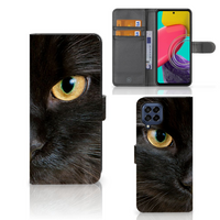 Samsung Galaxy M53 Telefoonhoesje met Pasjes Zwarte Kat - thumbnail