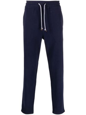 Brunello Cucinelli pantalon de jogging fuselé à lien de resserrage - Bleu