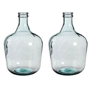 2x Fles vaas Diego 27 x 42 cm transparant gerecycled glas