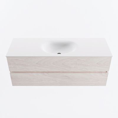 MONDIAZ VICA 130cm badmeubel onderkast Underlayment 2 lades. Wastafel MOON midden 1 kraangat, kleur Talc.