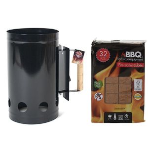 BBQ/Barbecue briketten starter zwart met 32x BBQ aanmaakblokjes