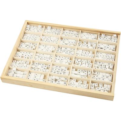 Creativ Company Letterkralen, a-z, &,#,? en blanco, afm 8x8 mm, gatgrootte 3 mm, wit, 750 div/ 1 doos