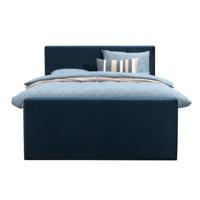 Leen Bakker - Boxspring Met Voetbord Liv Geblokt - 180x200 Cm - Ronde Poot - Stof/Velvet - Blauw