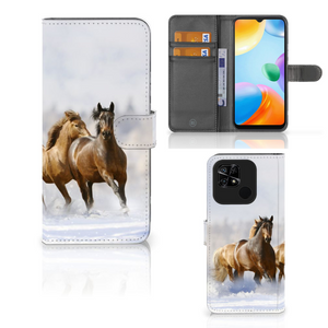 Xiaomi Redmi 10C Telefoonhoesje met Pasjes Paarden