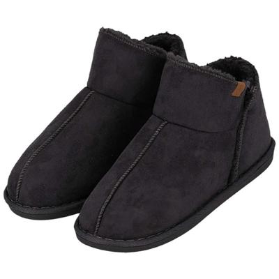 Apollo sloffen - dames - donkergrijs - voering wol - suede - pantoffels - met antislip